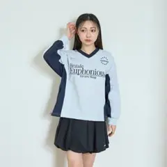 LTXC ロゴ刺繍 Vネック 長袖 カットソー ナイロン スポーティ 160