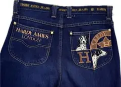 HARDY AMIES レーヨン ソフト ジーンズ デニム パンツ 犬刺繍 76のサムネイル