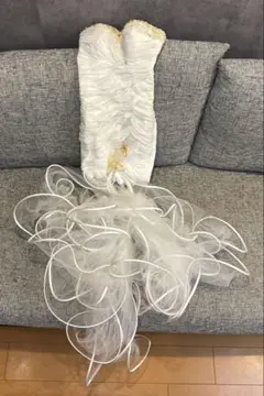 JEAN MACLEAN ホワイトビーズ装飾フリルドレス　マーメイドドレス　9号