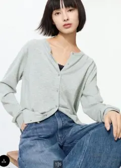 UNIQLO ユニクロ UVカット クルーネックカーディガン ブラック Mのサムネイル