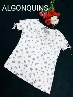 【美品】アルゴンキン アシンメトリー 総柄Tシャツ ALGONQUINS 白