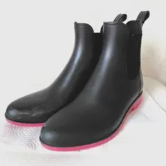 サイドゴア ラバーレインブーツ　ピンクブラック(子供用？)
