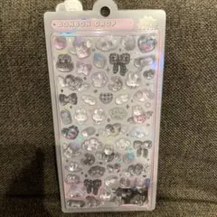 ボンボンドロップシール オリジナル　しろくろ　うさぎ　リボン　黒