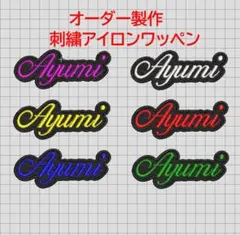 1枚★お名前 刺繍 ローマ字 筆記体 名入れ オーダー ワッペン Tシャツなど