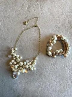 Rope パール&ビジュー　ネックレス/ブレスレット(ヘアアクセ)セット