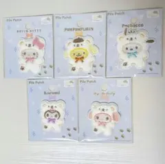 ふわふわスノー パイルワッペン 5枚 シール サンリオ