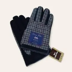 未使用 MOON ENGLAND メンズ レザー×ウール手袋 千鳥格子柄