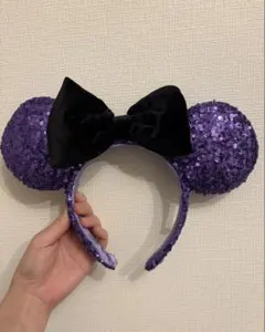 紫色スパンコール/カチューシャ/ミニーちゃん