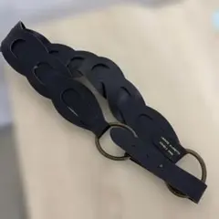 ブラックデザインベルトダブルリングベルト