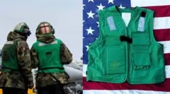 米軍 NAVY デッキクルー ライフプリザーバー ベスト グリーン　Ｌ　01