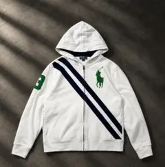 ラルフローレン ジップパーカー ビックポニー 白 swag y2k 短丈 希少