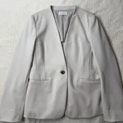 プラステ ストレッチ ノーカラージャケット Mサイズ ベージュ