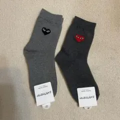 ハート刺繍 ソックス 2足セット レディース