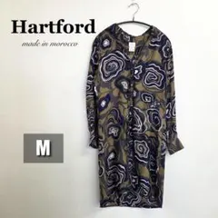 【極美品】Hartford 総柄シャツワンピース カーキ系 シルク100% Mのサムネイル