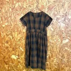 merlot ロングワンピース フレア チェック柄 ブラウン レディース F