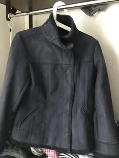 ネイビー スエード風 スタンドカラーコート　平成　コート