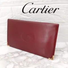 Cartier カルティエ マストライン 札入れ ボルドー レザー カード付きのサムネイル