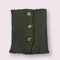 【極暖】ボタン付き ニット ネックウォーマー スヌード 付け襟 黒