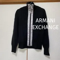 希少XL アルマーニエクスチェンジ ジップアップニット シルバーライン 黒
