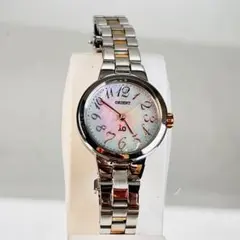 稼働美品 ORIENT io レディース ソーラー 腕時計 コンビカラー ダイヤ 