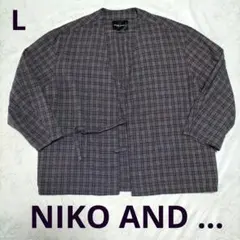 NIKO AND…ノーカラーアソートチェックジャケット Lsize