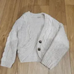 petit main ケーブル編みカーディガン ホワイト