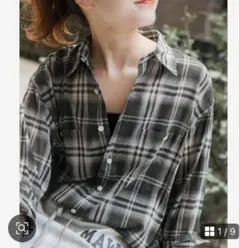 美品　Spick and Span コットンボイルチェックシャツ　グレーのサムネイル