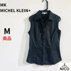 MK ミッシェルクラン ノースリーブシャツ ブラウス 黒 綿100% 38 M