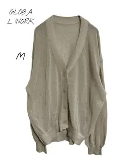 GLOBAL WORK カーディガン ラメ入り　トップス　ベージュ　M