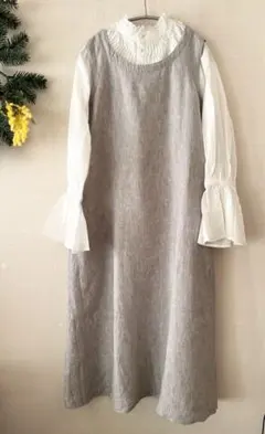 新品⭐️無印良品MUJI リネンワンピース　グレイ⭐️