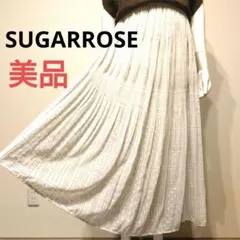 【美品】SUGAR ROSE ゴールドラメ入りプリーツ ロングスカート ホワイトのサムネイル