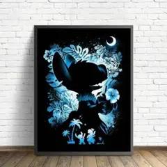 スティッチ影絵防水加工キャンバスポスター