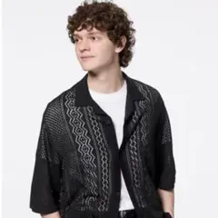 GU ウォッシャブルメッシュニットシャツ(5分袖) mサイズ