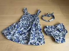 BabyGAP 花柄ワンピース ヘアバンド ブルマ 3点セットのサムネイル