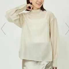 新品　グリーンレーベル　スタンドカラー シアー ブラウス