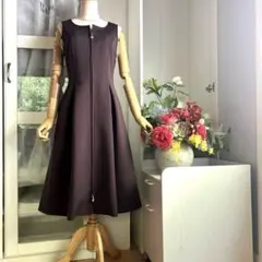 新品タグ付き　エムズグレイシー　 半袖膝丈ワンピース 黒×ベージュ　42 M'S GRACY - 美品✨エムズグレイシー 半袖 ワンピース リボン