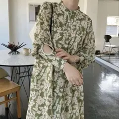 willfully ロングワンピース グリーン花柄