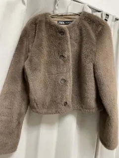 ZARA ブラウン ファーコート ファージャケット　Lサイズ