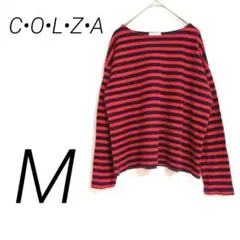 C•O•L•Z•A 赤と黒のストライプ長袖トップス M カジュアル　伸縮性