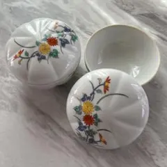 有田焼 西峰作 錦松梅 陶器製茶碗蒸し容器 和皿2個セット