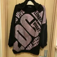 グリッター文字入りフード付きセーター 3L