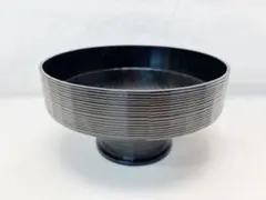 ほぼ未使用 茶道具 木地黒一閑塗 高杯 菓子器 千筋 茶器 木工芸 菓子盆 箱無