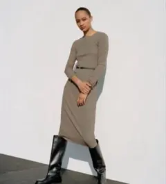 ZARA リブニットニットワンピース 長袖