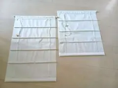 植物柄 ホワイト つっぱり式ロールスクリーン 2セット