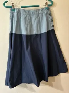 POU DOU DOU水色とネイビーのフレアスカート綿100%