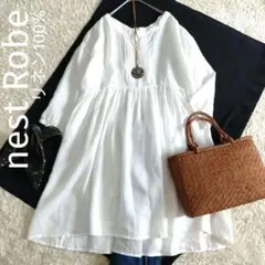 nest Robe ネストローブ リネンレースヘムキャミソール オフシロ