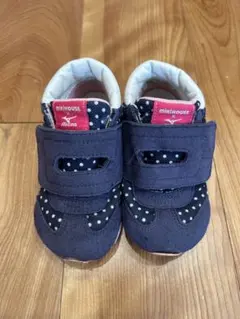 ミズノ miki house ネイビー ドット スニーカー