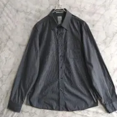 1808　GAP　薄手長袖シャツ　M　黒灰　ストライプ柄　US古着のサムネイル