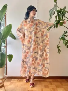 70s ヴィンテージ メキシコ刺繍 ウィピル チュニック 鳥柄 ワンピース 