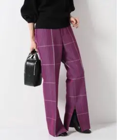 UHR Plaid Pants チェックフレアパンツ パープル 36 美品
